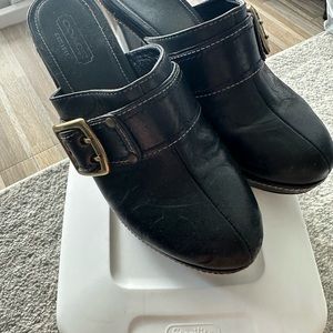 Coach Heels - Black Mules with buckle